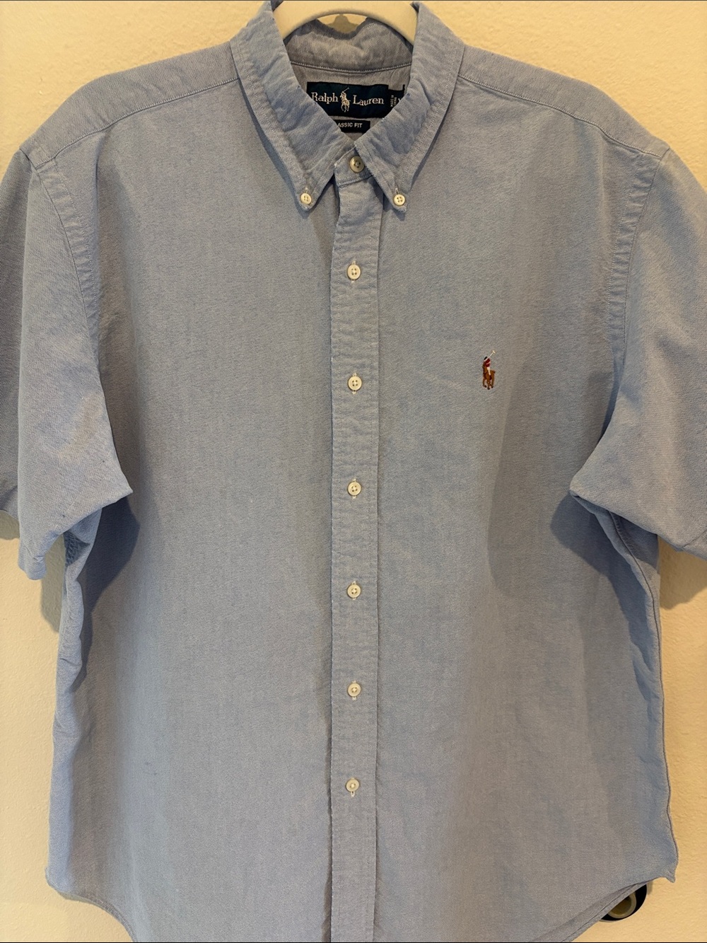 Ralph Lauren Blue Button Down Short-Sleeve Polo  Shirt Classic Fit - Picture 3 of 4